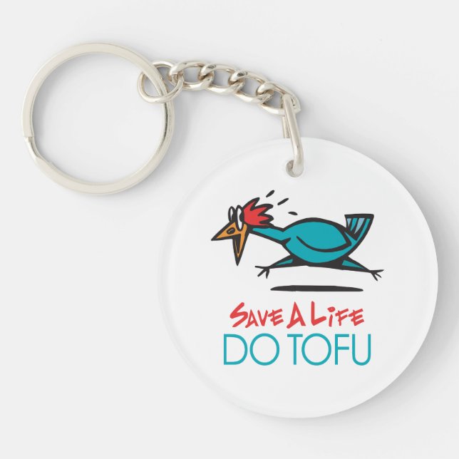 Humorous Tofu Design Keychain (Front)