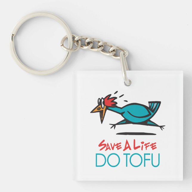 Humorous Tofu Design Keychain (Front)