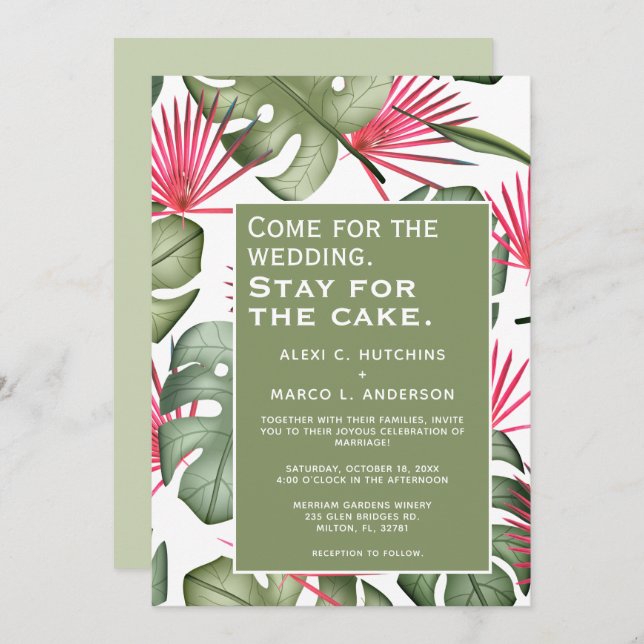 Humorous Tropical Wedding Invitation (Front/Back)