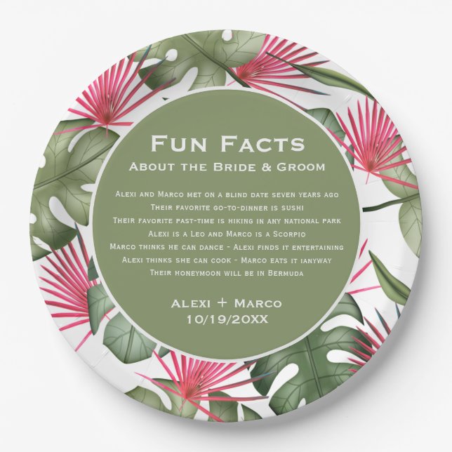 Humorous Tropical Wedding Paper Plates (Front)