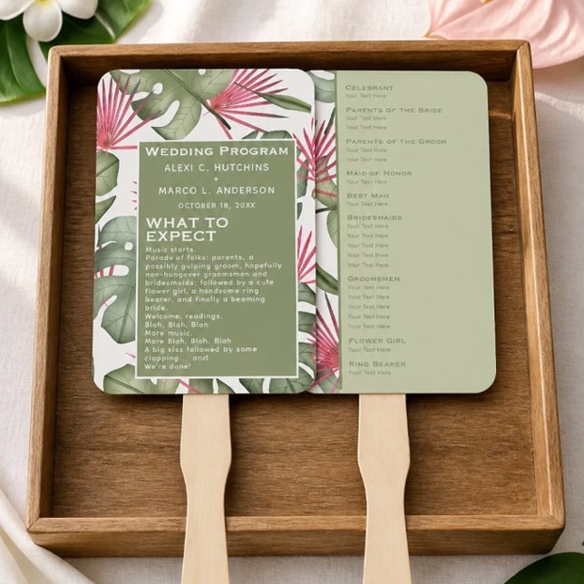 Humorous Tropical Wedding Program Set of Fans (Creator Uploaded)