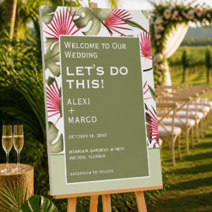 Humorous Tropical Wedding Welcome Sign