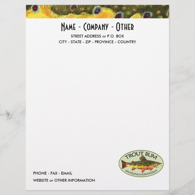 Humorous Trout Fishing Letterhead (Front)