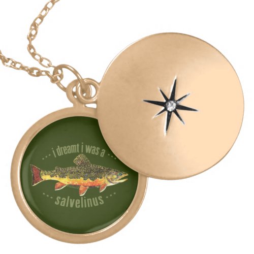 Humorous Trout Fishing Locket Necklace