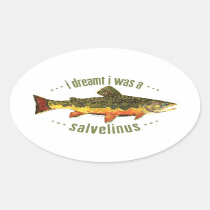 Humorous Trout Fishing Oval Sticker