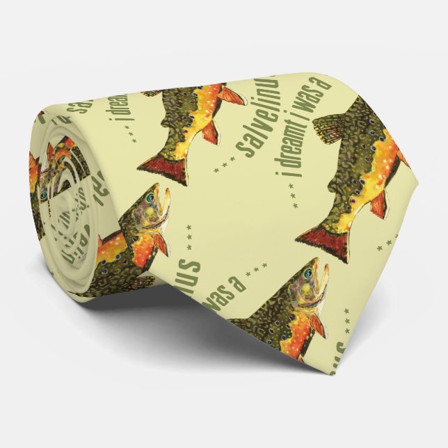 Humorous Trout Fishing Tie (Rolled)