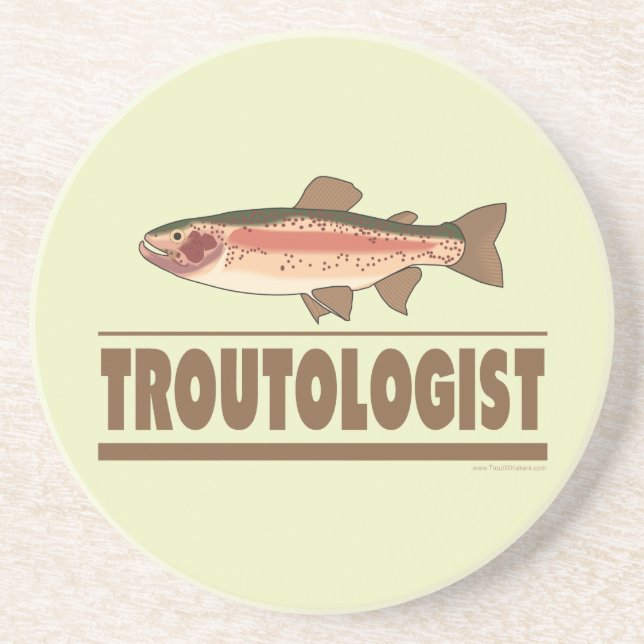 Humorous Trout Sandstone Coaster (Front)