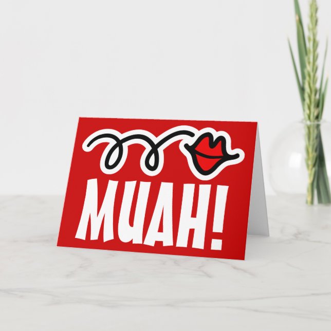 Humorous Valentine card with a kiss (Front)