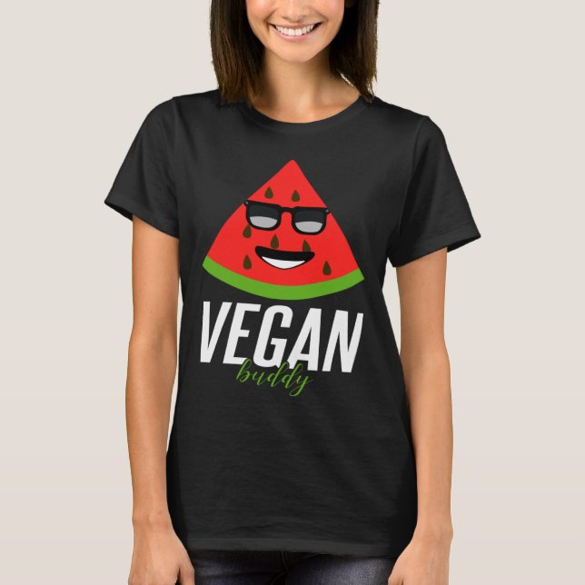 Humorous Vegan Buddy Artwork T-Shirt (Front)