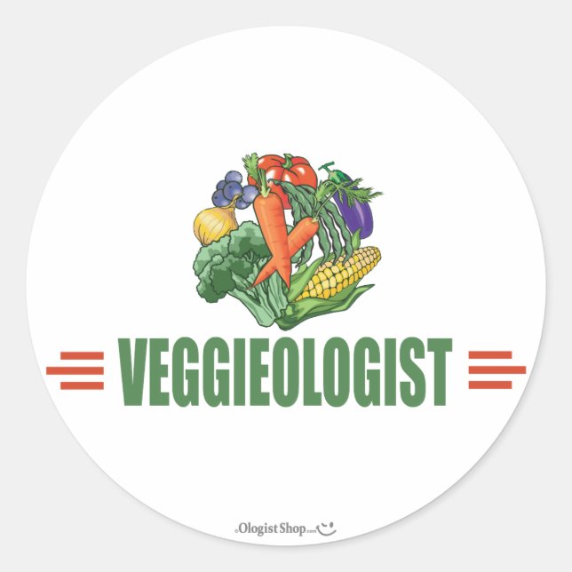Humorous Vegetarian Classic Round Sticker (Front)