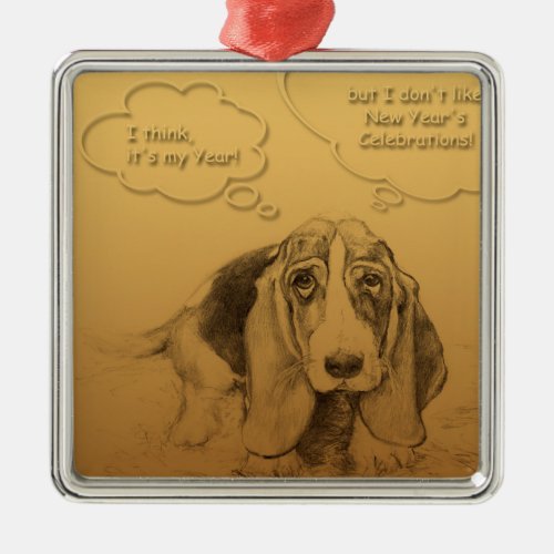 Humorous Vietnamese Chinese Dog Year Square O Metal Ornament