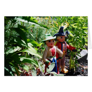 Humorous Vintage Felt Dolls Walking Card