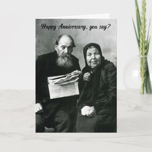 Humorous Vintage Photo Older Couple Anniversary    Card (Front)