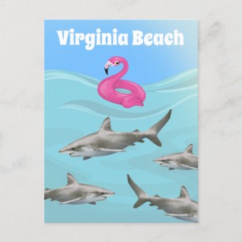 Humorous Virginia Beach Shark Postcard by TheBeachBum at Zazzle