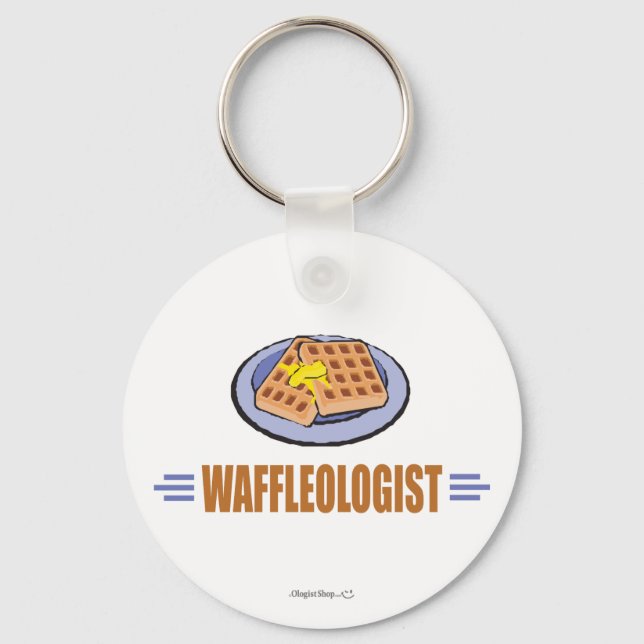 Humorous Waffle Chef Keychain (Front)