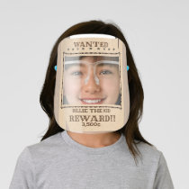 Humorous Wanted Poster Square Frame Kids' Face Shield