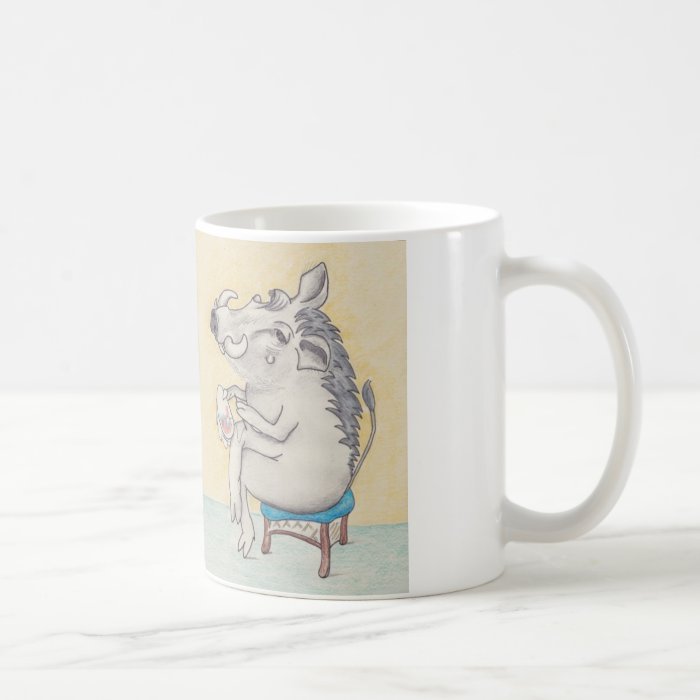 Humorous Warthog doing Embroidery Coffee Mug