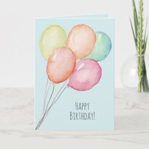 Humorous Watercolor Balloons Man Birthday Card