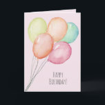 Humorous Watercolor Balloons Woman's Birthday Card<br><div class="desc">Birthday greeting card features watercolor balloons on a pink background and a humorous unexpected message on the inside - you can change it. Also available in BLUE in our store.</div>