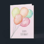 Humorous Watercolor Balloons Woman's Birthday Card<br><div class="desc">Birthday greeting card features watercolor balloons on a pink background and a humorous unexpected message on the inside - you can change it. Also available in BLUE in our store.</div>