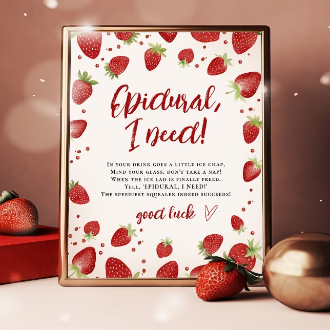 Humorous Watercolor Strawberry Baby Shower Signs (Creator Uploaded)