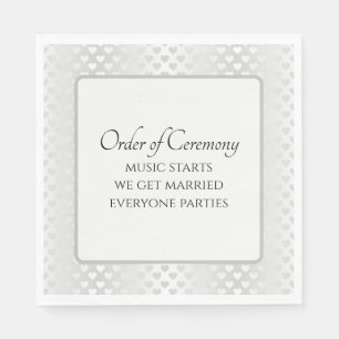 Humorous Wedding Text with Shimmering Hearts Napkins