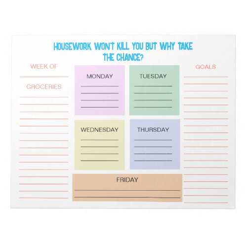 Humorous Weekly Colorful Organizational Planner Notepad