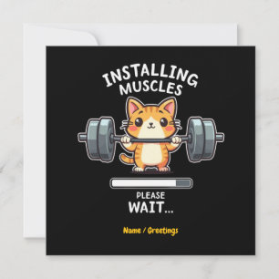 Humorous Weightlifting Cat Exercise Gym Funny Invitation