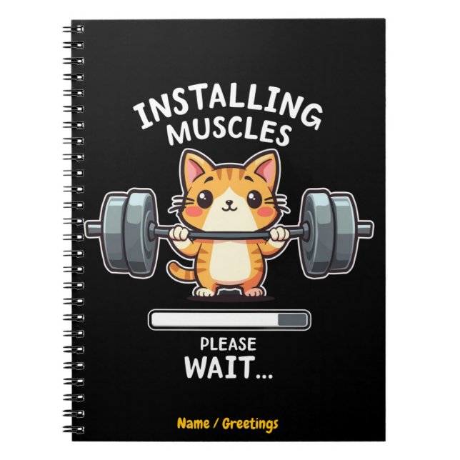 Humorous Weightlifting Cat Exercise Gym Funny  Notebook (Front)