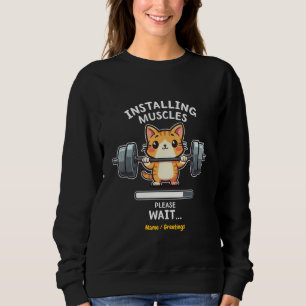 Humorous Weightlifting Cat Exercise Gym Funny Sweatshirt