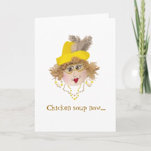 Humorous Whimsical Lady Get Well card