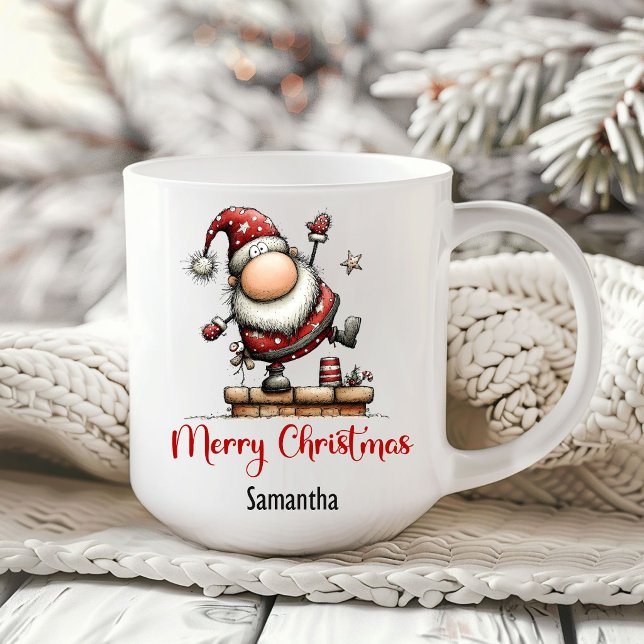 Humorous Whimsy Santa Hand Drawn Coffee Mug (Humorous Whimsy Santa Hand Drawn Coffee Mug)