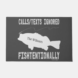 Humorous White Text Fishing Quote Design Doormat