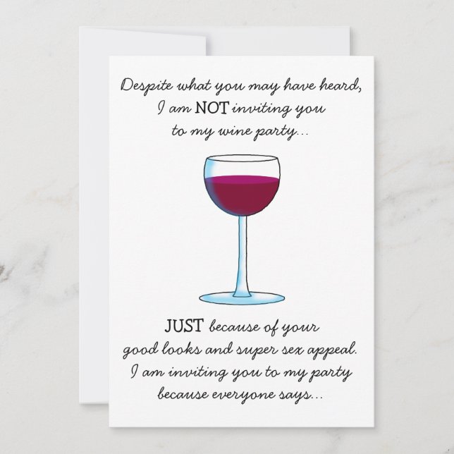 Humorous Wine Tasting Party Oenophile Invitations (Front)