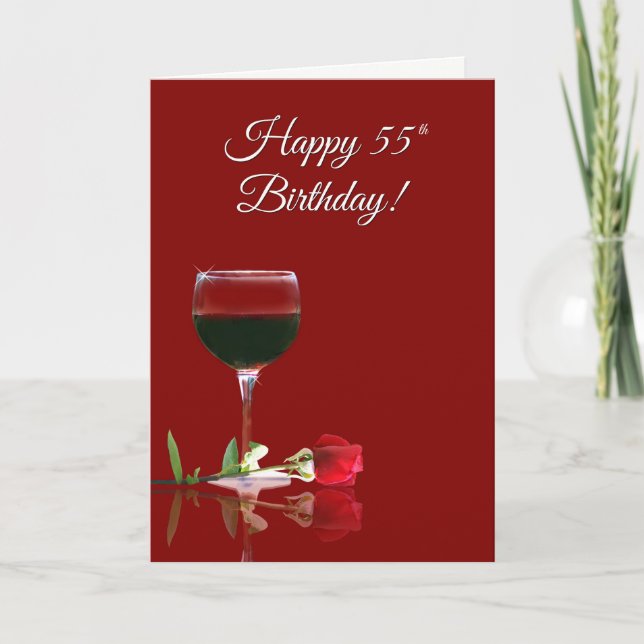 Humorous Wine Turning 55 Birthday Card (Front)