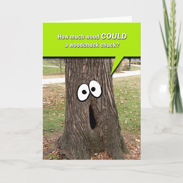 Humorous Woodchuck Chucks Wood Blank Note Card (Front)
