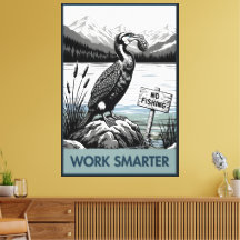 Humorous "Work Smarter" stencil art canvas print