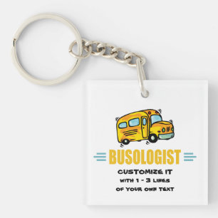 Humorous Yellow School Bus Driver Funny Keychain
