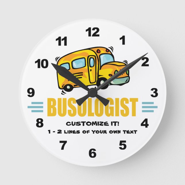 Humorous Yellow School Bus Driver Funny Round Clock (Front)