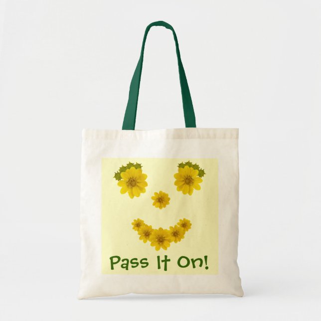 Humorous Yellow Wildflower Smile Tote Bag (Front)