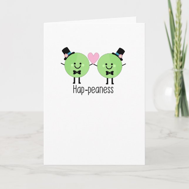 Humourous Wedding Card Cute Male Peas (Front)