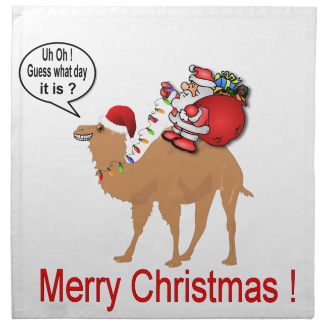 Hump Day Camel Christmas with Santa Cloth Napkin (Front)