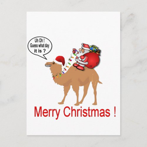 Hump Day Camel Christmas with Santa Holiday Postcard