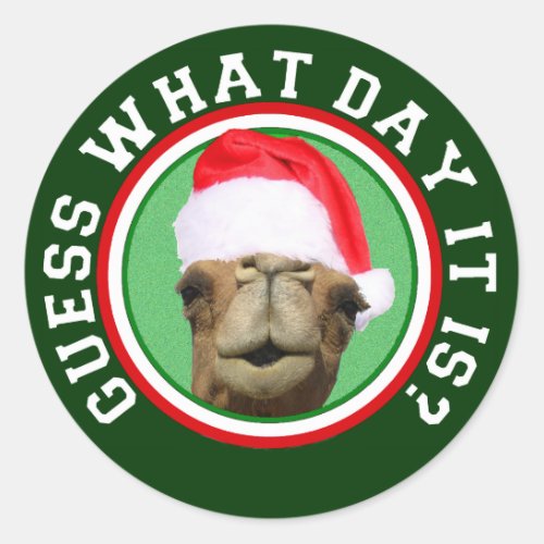 Hump Day Camel Guess What Day It Is Christmas Classic Round Sticker