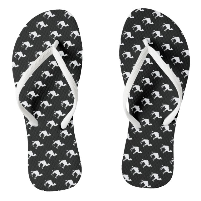 Hump Day Camel Love Black and White Flip Flops (Footbed)