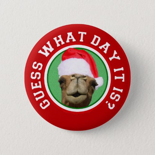 Hump Day Camel Santa Christmas Button