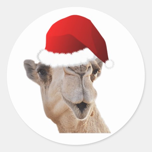 Hump Day Camel Santa Claus Hat Classic Round Sticker