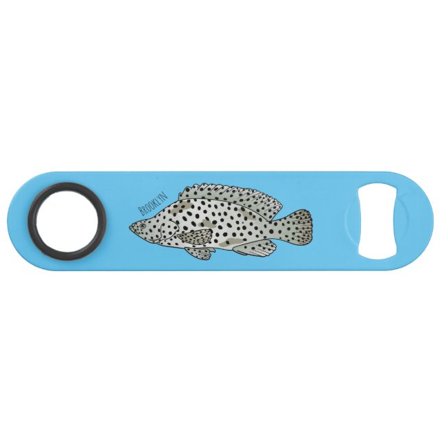 Humpback grouper fish cartoon illustration bar key (Front (Horizontal))