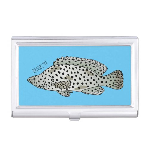 Humpback grouper fish cartoon illustration business card case