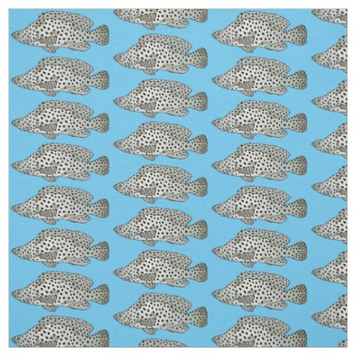 Humpback grouper fish cartoon illustration  fabric